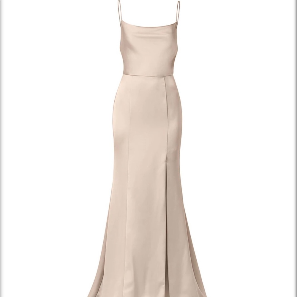 Amsale Champagne Satin Bridesmaid Dress
